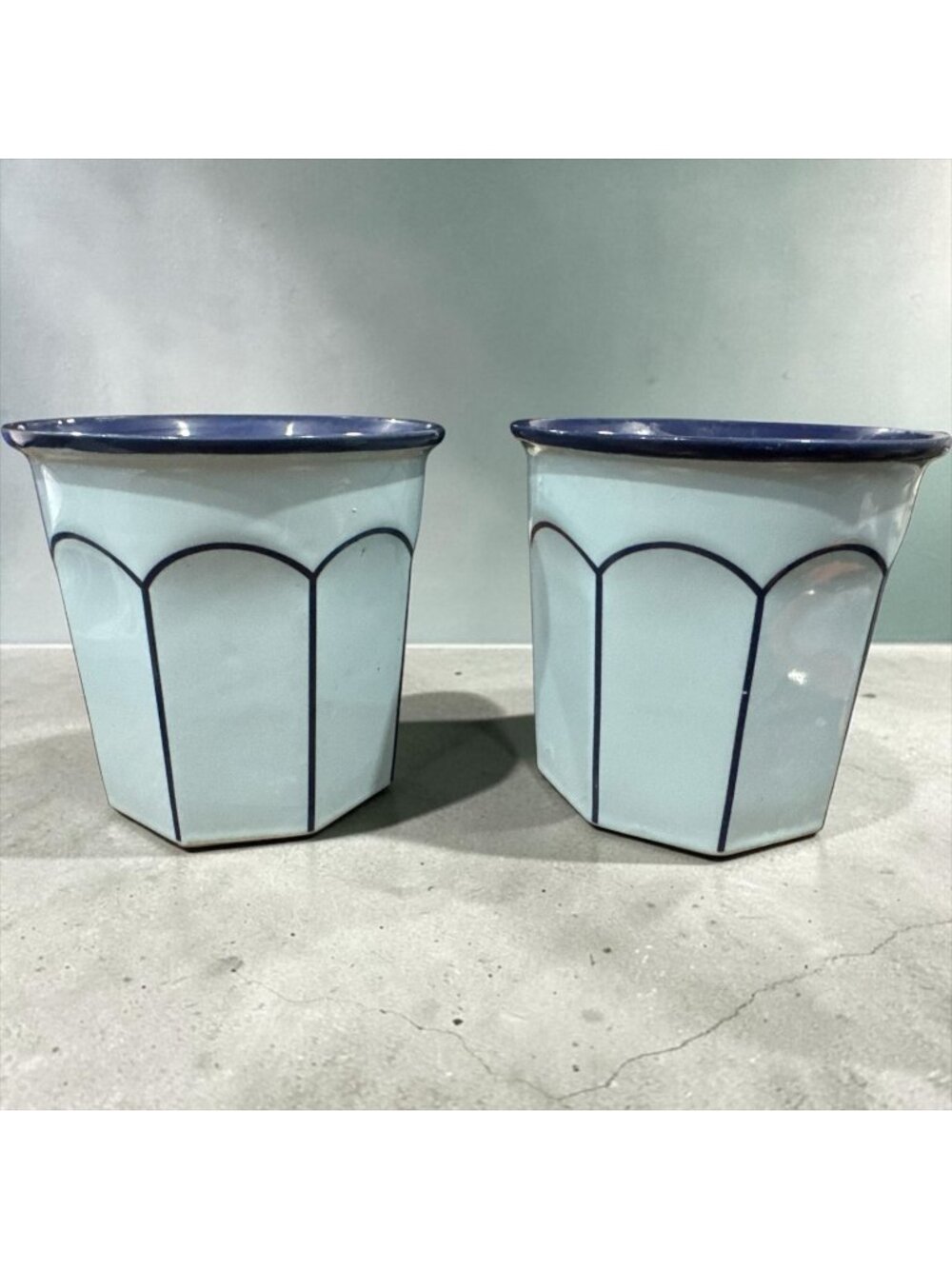 Set Of 2 Hearth & Hand Blue Ceramic Scented Candles Sun & Citronella 12 Oz Each